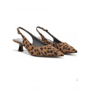 Franco Sarto Jaden Slingback Heels Leopard Print Pointed Toe Kitten Women’s 9M